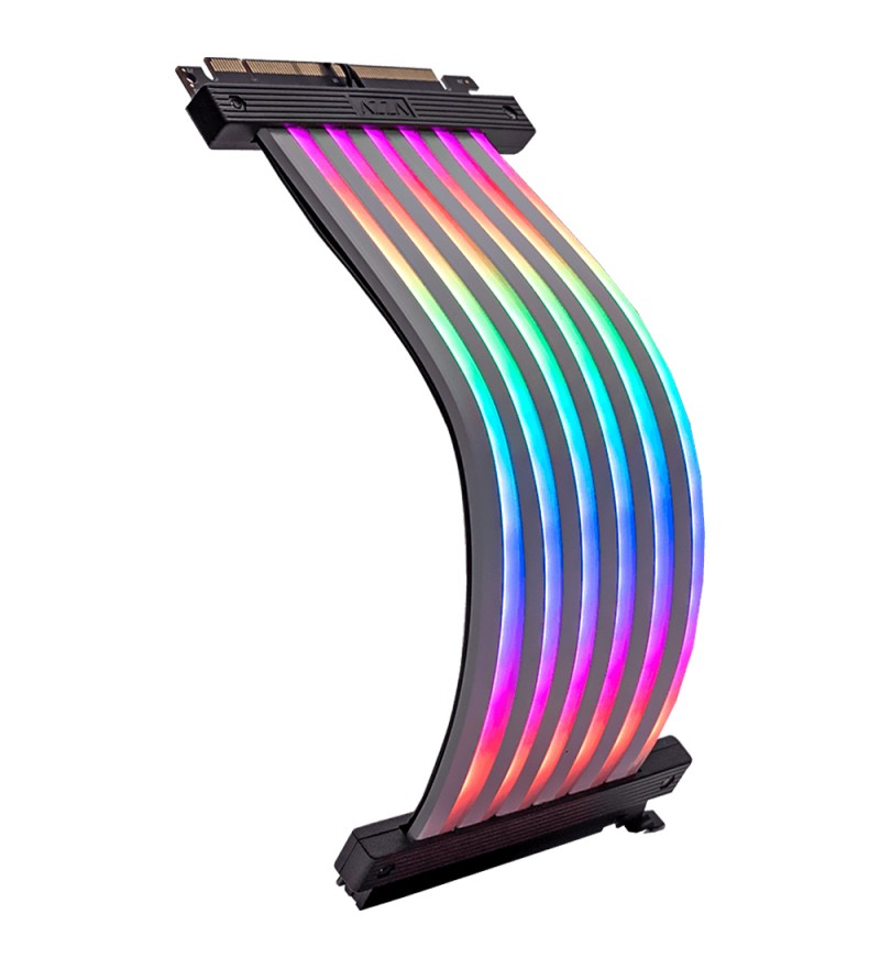 Cable Vertical PCIe Azza ACAZ-20R-I 180º con iluminación RGB de 200mm - Negro