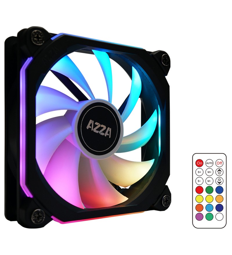 Cooler para Gabinete Azza Prisma FFAZ-12DRGB-211 con iluminación RGB/120mm/Control Remoto - Negro/Blanco