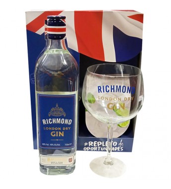 Gin Richmond London Dry + Copa de Vidrio - 750 mL