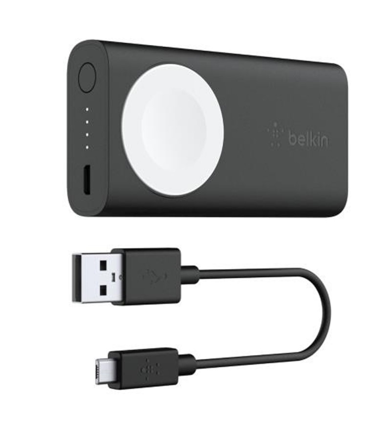 Cargador Portátil Belkin Boost Charge F8J233btBLK de 2200 mAh para Apple Watch - Negro/Blanco
