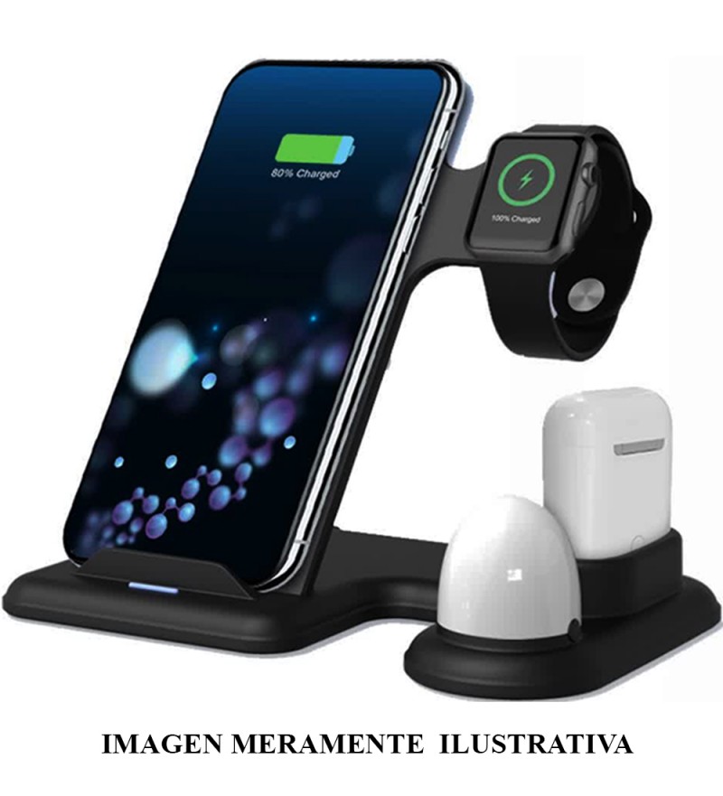 Cargador Universal Blulory Wireless Charger 4 in 1 con Carga Rápida - Negro