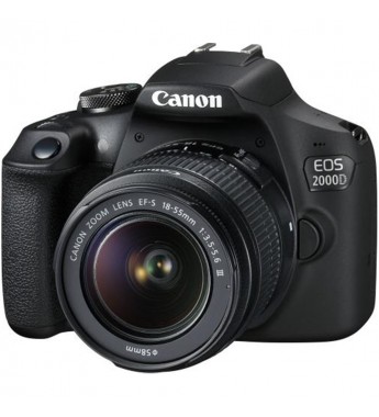 Cámara DSLR Canon EOS 2000D de 24.1MP con Pantalla 3" Wi-Fi/NFC + Objetivo EF-S 18-55 III Kit - Negro