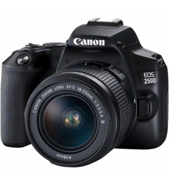 Cámara DSLR Canon EOS 250D EF-S 18-55 III KIT de 24.1MP con Pantalla 3" Wi-Fi/Bluetooth - Negro