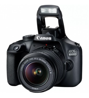 Cámara DSLR Canon EOS 4000D EF-S 18-55 III KIT de 18MP con Pantalla 2.7" Wi-Fi - Negro