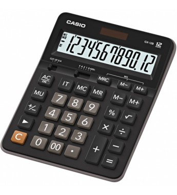 Calculadora Casio GX-12B-BK de 12 Dígitos Solar/Batería - Negro