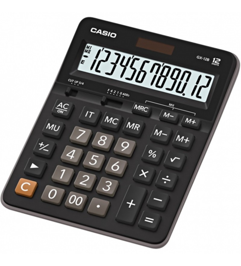 Calculadora Casio GX-12B-BK de 12 Dígitos Solar/Batería - Negro