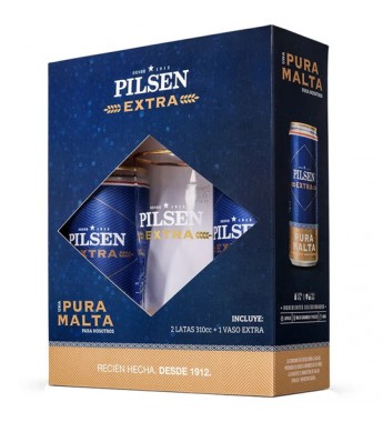 Cerveza Pilsen Extra Malta Lata Pack 310 + Vaso