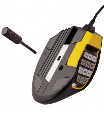 Mouse Gaming Corsair Scimitar Pro RGB CH-9304011-NA con iluminación RGB/16000DPI/17 Botones - Negro/Amarillo