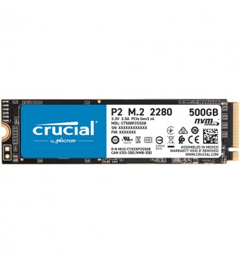 SSD M.2 Crucial P2 CT500P2SSD8 de 500GB NVMe hasta 2300MB/s de Lectura
