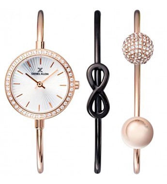 Reloj Daniel Klein Gift Set DK11931-6 Femenino con 2 Pulseras - Oro Rosa-Plata/Oro