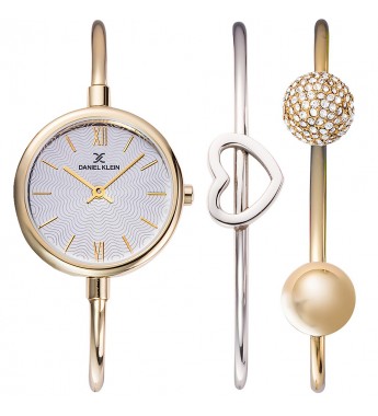 Reloj Daniel Klein Gift Set DK12032-3 Femenino con 2 Pulseras - Oro Rosa-Plata/Oro