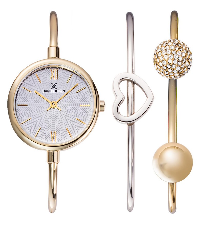 Reloj Daniel Klein Gift Set DK12032-3 Femenino con 2 Pulseras - Oro Rosa-Plata/Oro