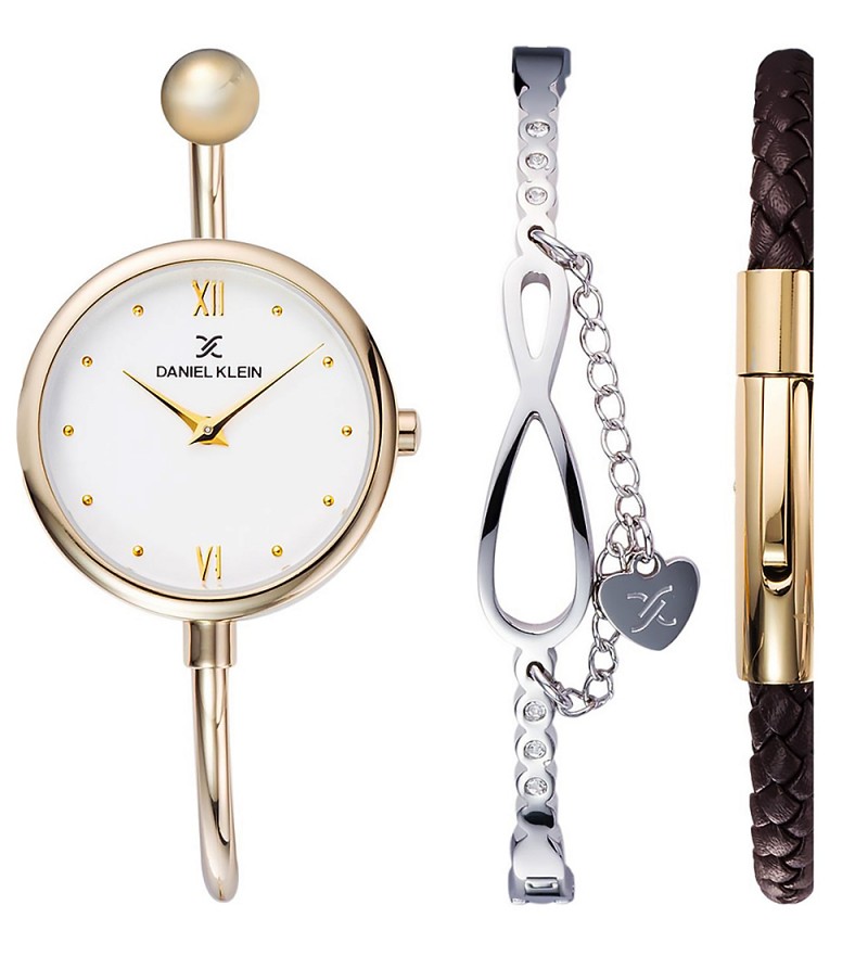 Reloj Daniel Klein Gift Set DK12033-4 Femenino con 2 Pulseras - Oro Rosa-Blanco/Oro