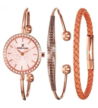 Reloj Daniel Klein Gift Set DK12100-4 Femenino con 2 Pulseras - Oro Rosa/Oro Rosa