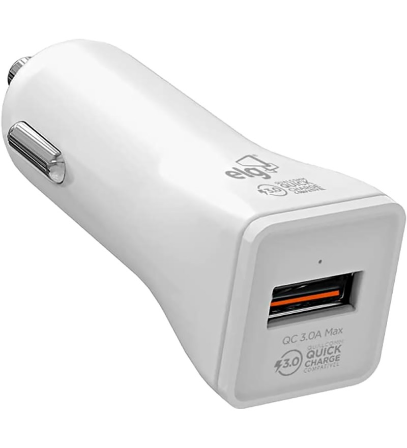 Cargador Vehicular ELG CC1S-QC USB 3.0A - Blanco