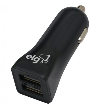 Cargador Vehicular ELG CC2SPT con 2 Salidas USB - Negro