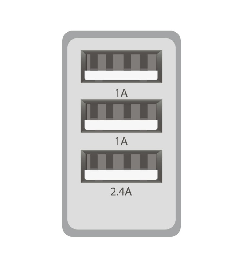 Cargador de Pared ELG WC3S con 3 entradas USB 3.4A - Blanco