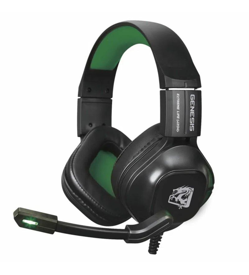 Headset ELG GENESIS Gaming Micrófono Retráctil/Driver de 50 mm - Negro/Verde