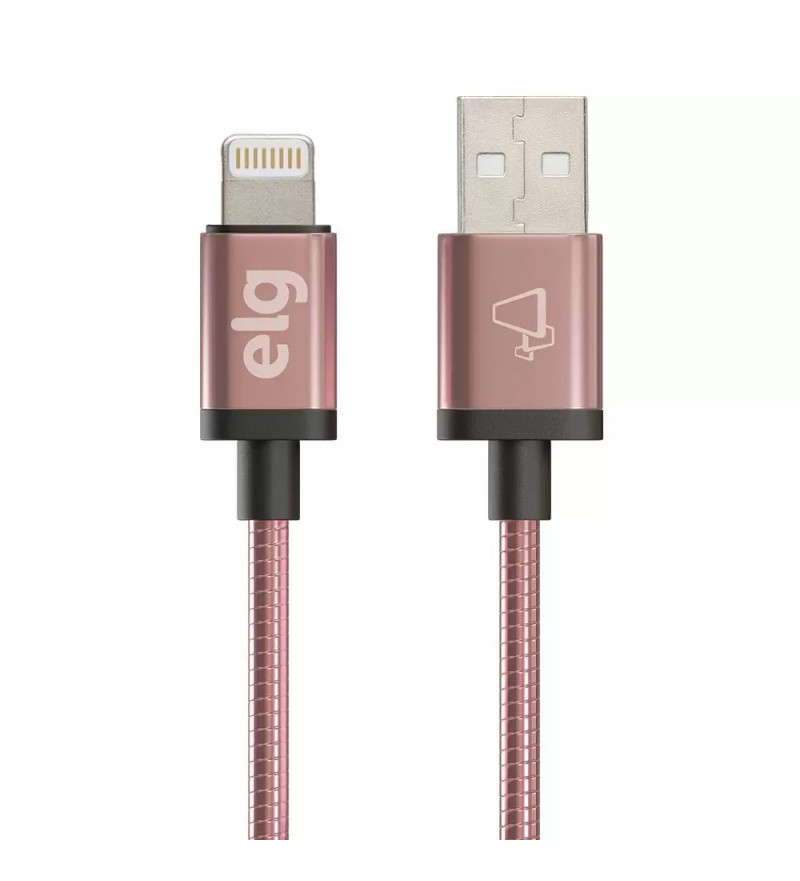 Cable USB ELG INX810RG USB a Lightning de 1Metro/2.1A - Rosa