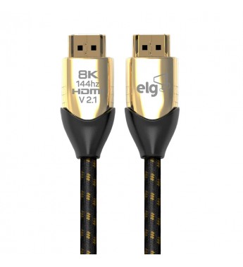 Cable HDMI ELG HS8K20 Versión 2.1 8K Ultra High Speed com Ethernet de 2 metros - Negro/Dorado
