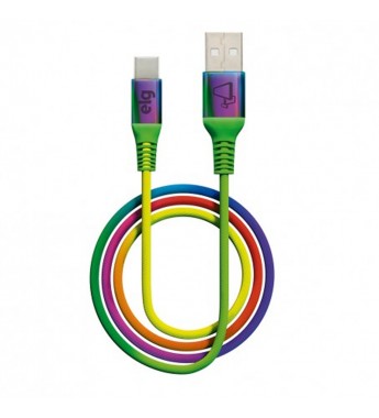 Cable USB ELG TC10RB USB a USB TIPO-C de 1Metro/3A - Rainbow 