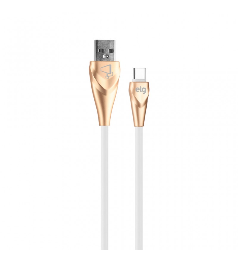 Cable ELG ALCWH Conectores en Aluminio USB a USB Tipo-C (1 metro) - Blanco/Dorado