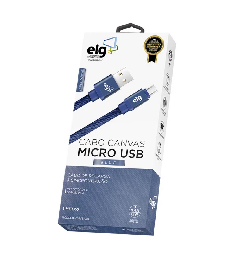 Cable ELG CNV510BE Canvas USB a MicroUSB (1 metro) - Azul