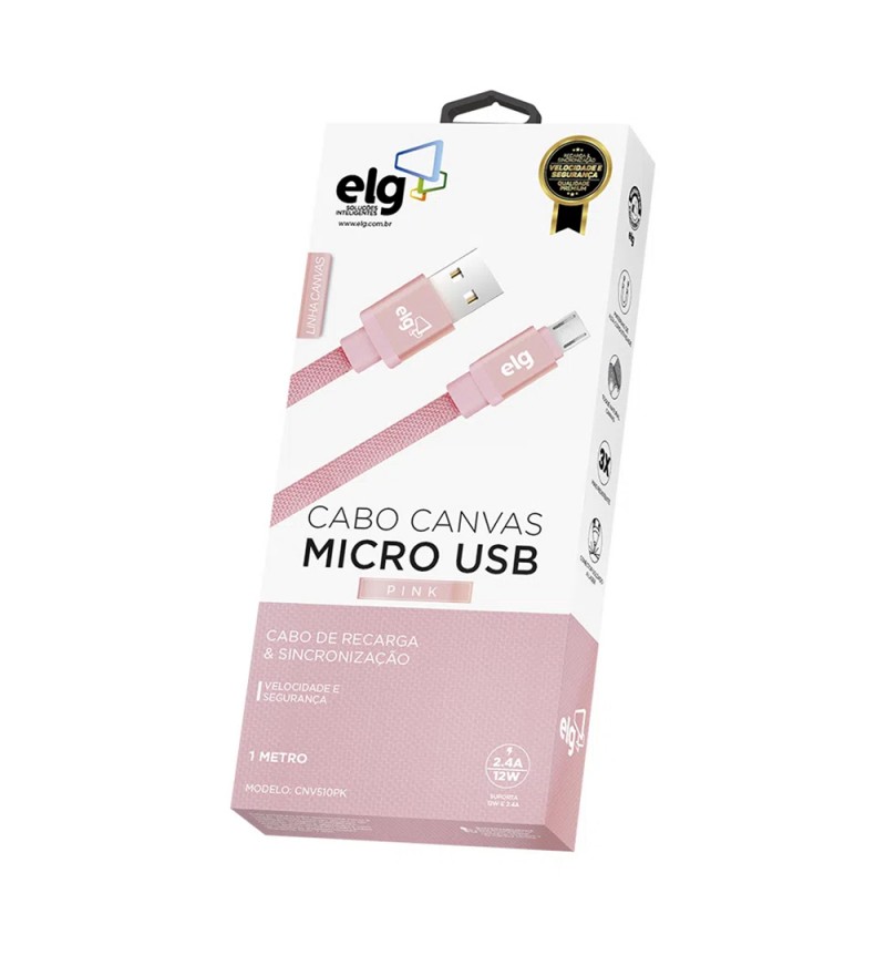Cable ELG CNV510PK Canvas USB a MicroUSB (1 metro) - Rosa