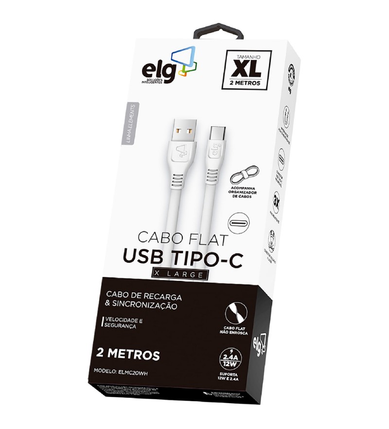 Cable ELG ELMC20WH USB a USB Tipo-C (2 metros) - Blanco