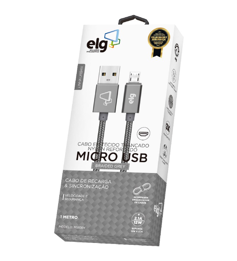 Cable ELG M510BY de Nylon reforzado USB a MicroUSB (1 metro) - Gris
