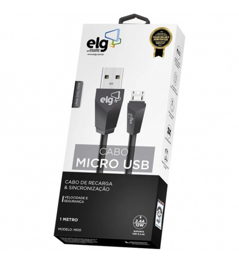 Cable ELG M510 Flat USB a MicroUSB (1 metro) - Negro
