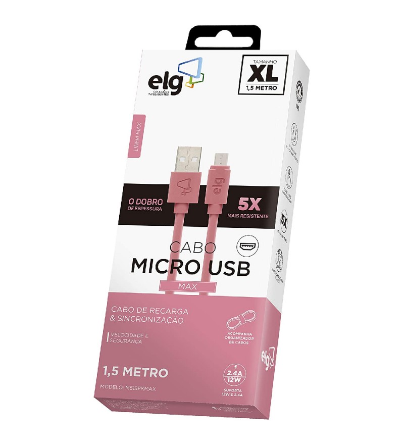 Cable ELG M515PKMAX USB a MicroUSB (1.5 metros) - Rosa