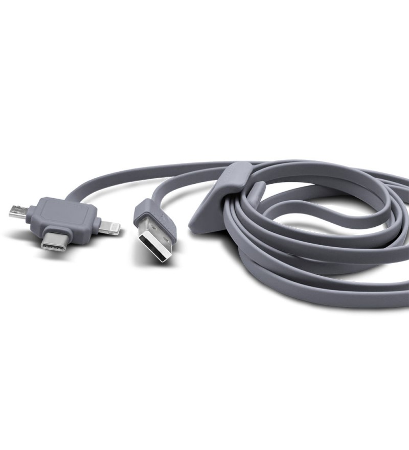 Cable ELG PW31C 3 en 1 Lightning + USB Tipo-C + MicroUSB (1.5 metros) - Gris