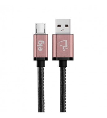 Cable ELG SKN510BK Tela Reforzado USB a MicroUSB (1 metro) - Negro/Rosa