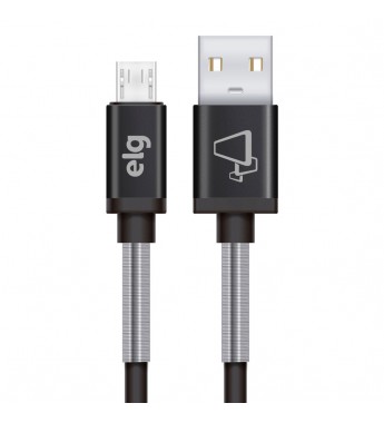 Cable ELG SP510BK con Resorte Inoxidable USB a MicroUSB (1 metro) - Negro