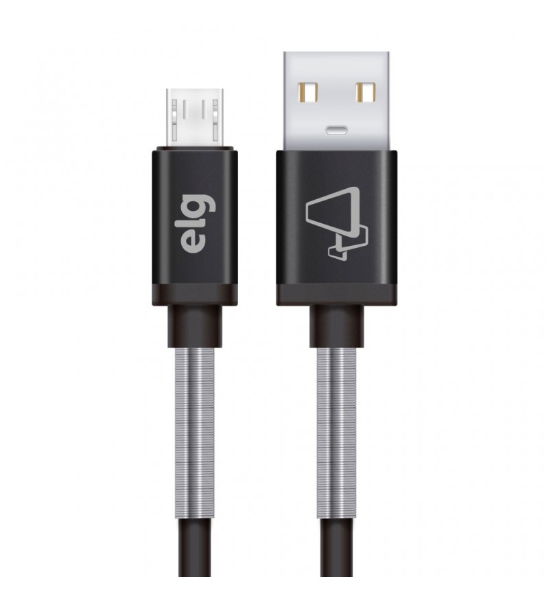 Cable ELG SP510BK con Resorte Inoxidable USB a MicroUSB (1 metro) - Negro