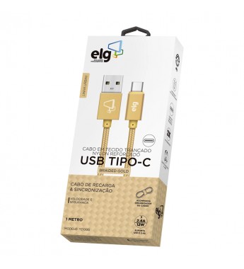 Cable ELG TC10BG Nylon USB a USB Tipo-C (1 metro) - Dorado