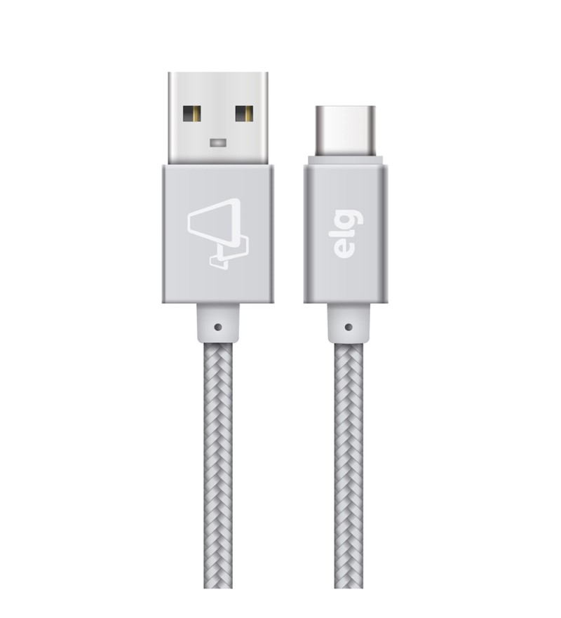 Cable ELG TC10BS Nylon USB a USB Tipo-C (1 metro) - Plata