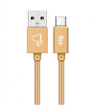 Cable ELG TC20BG Nylon USB a USB Tipo-C (2 metros) - Dorado