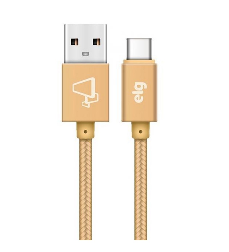 Cable ELG TC20BG Nylon USB a USB Tipo-C (2 metros) - Dorado