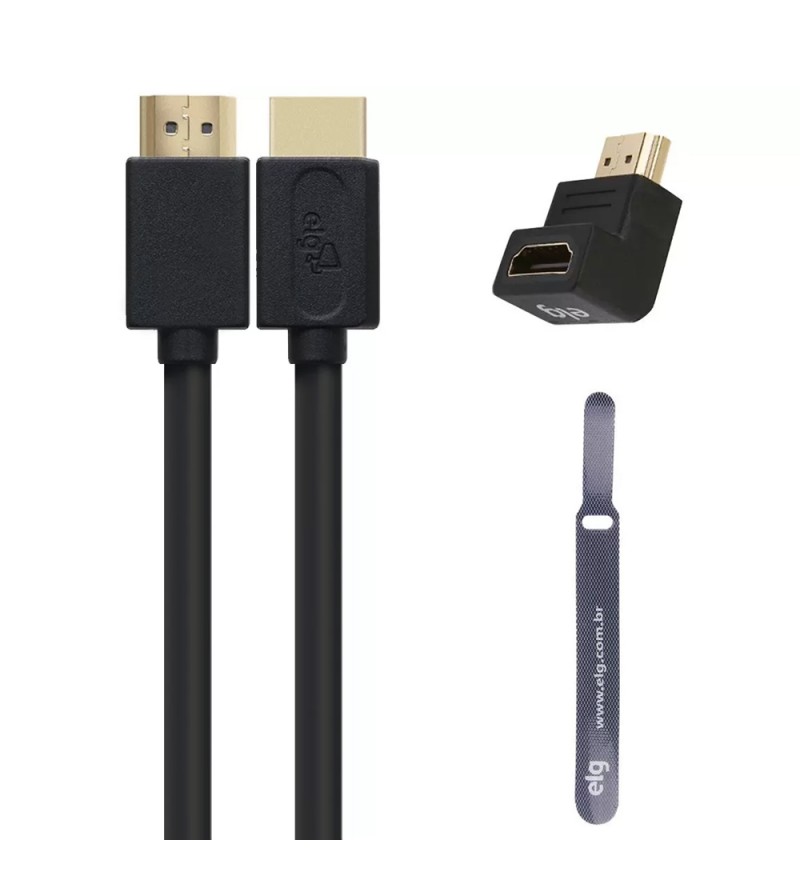 Cable HDMI ELG HS18L 1.80m con Adaptador 90° - Negro
