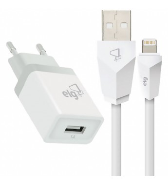 Cargador de Pared ELG KT810WC Kit USB Lightning (1 metro) - Blanco