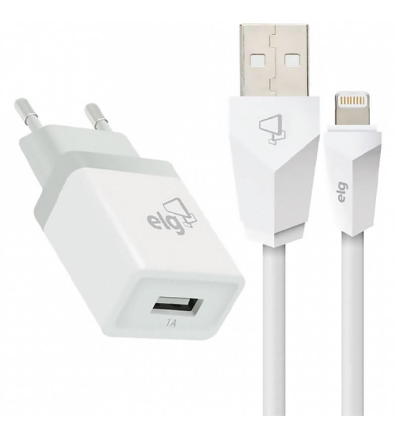 Cargador de Pared ELG KT810WC Kit USB Lightning (1 metro) - Blanco