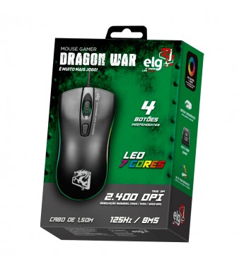 Mouse Gaming ELG MGDW Dragon War 2400DPI Ajustable/4 Botones - Negro