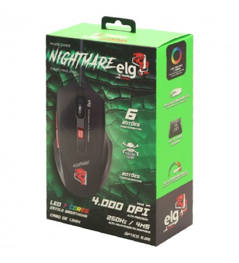 Mouse Gaming ELG MGNM Night Mare 4800DPI Ajustable/6 Botones - Negro