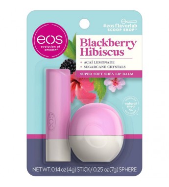 Protector Labial EOS Lip Balm Stick + Lip Balm Sphere Blackberry Hibiscus 4/7g (2 Unidades)