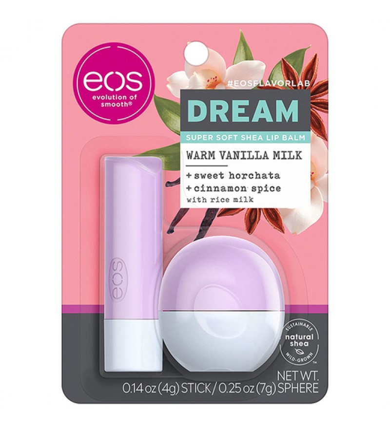 Protector Labial EOS Lip Balm Stick + Lip Balm Sphere Dream - Warm Vanilla Milk 4/7g (2 Unidades)