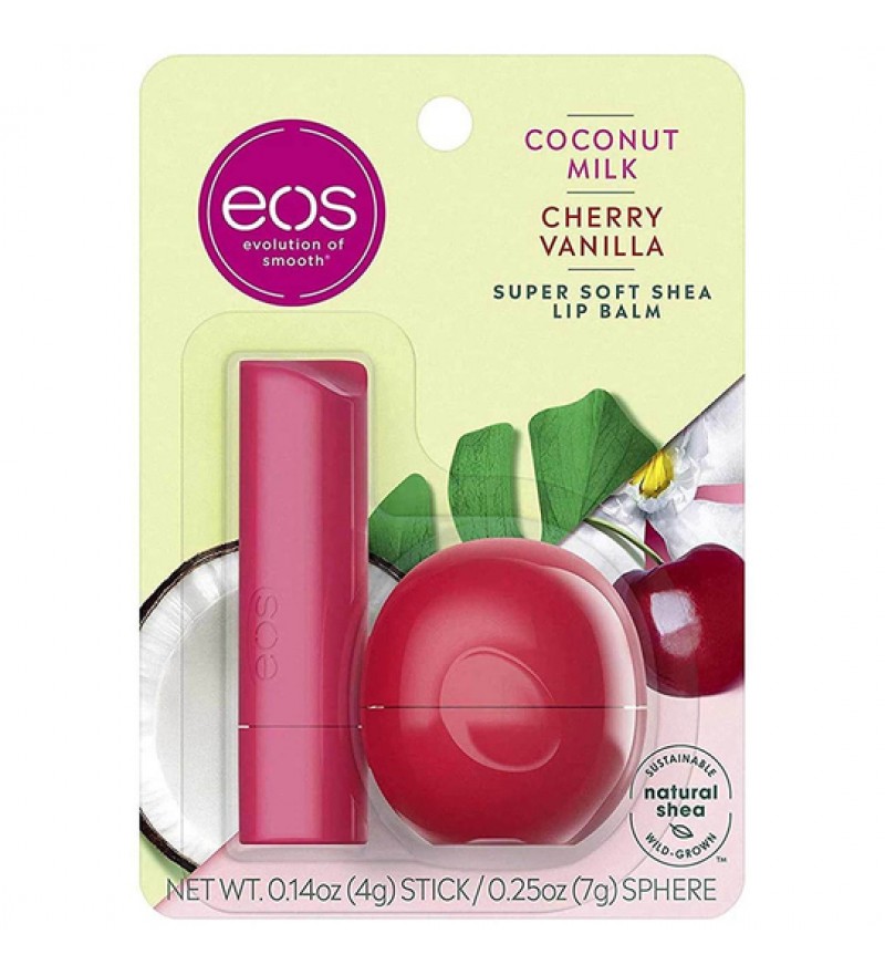Protector Labial EOS Lip Balm Stick + Lip Balm Sphere Coconut Milk and Cherry Vanilla 4/7g (2 Unidades)