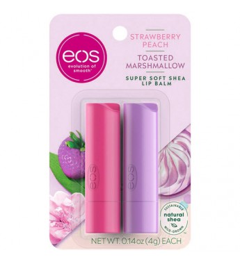 Protector Labial EOS Lip Balm Stick Strawberry Peach and Toasted Marshmallow 4g (2 Unidades)