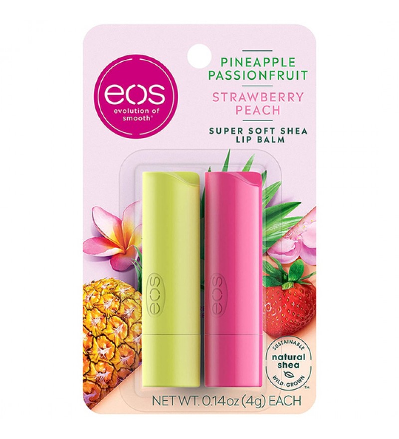 Protector Labial EOS Lip Balm Stick Pineapple Passionfruit and Strawberry Peach 4g (2 Unidades)